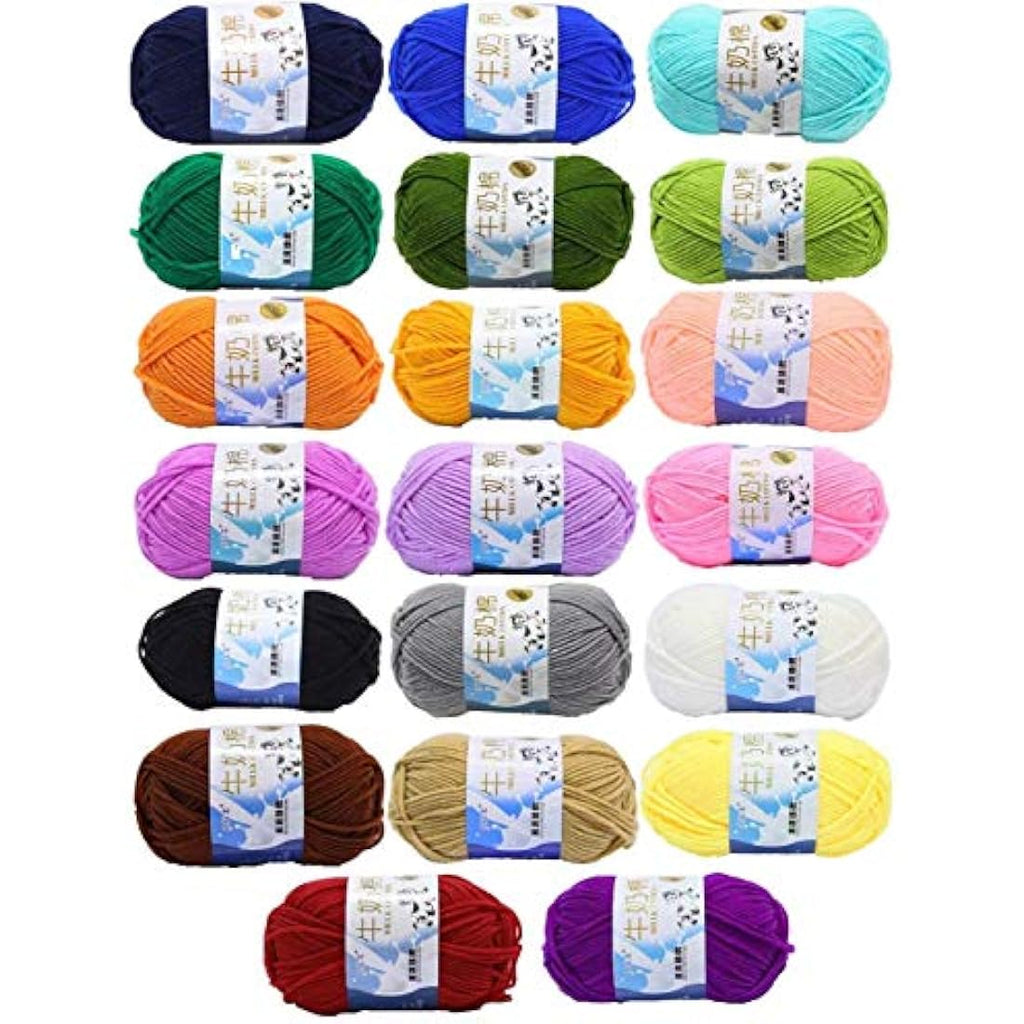Milk Cotton Yarn | 20 Pack Multicolour Soft Wool for Crochet