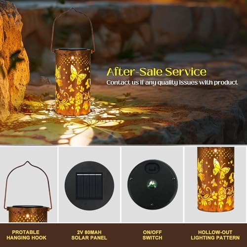 Jolof Store Solar Dragonfly Lanterns – 2 Pack Waterproof Metal Garden Decor