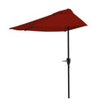 Jolof Store 9-Foot Half Patio Umbrella | Red Vented Canopy with Crank