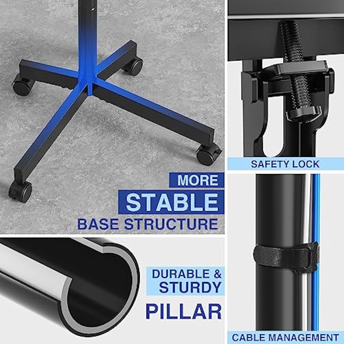 RFIVER Mobile TV Stand | Rolling TV Cart for 23-65 Inch Screens
