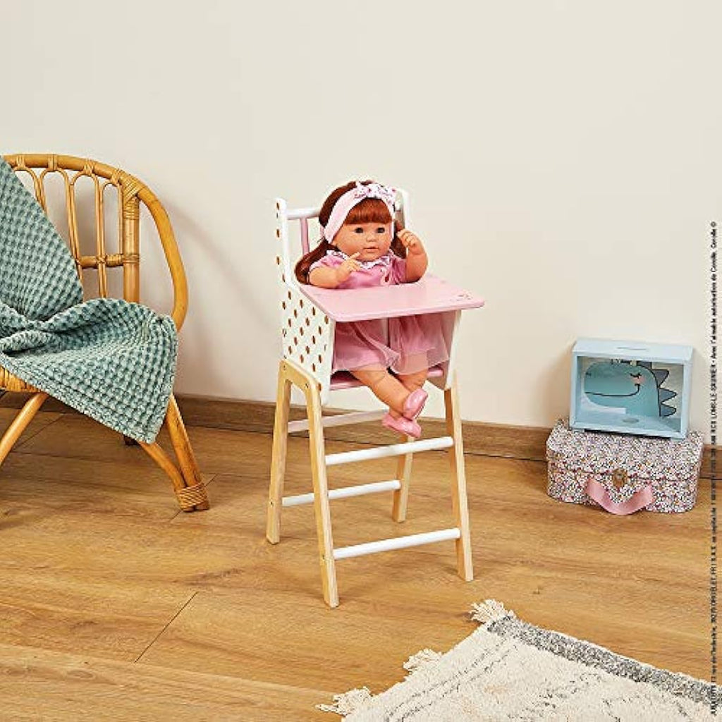 Janod Candy Chic Wooden Doll High Chair with Cushion for 16.5" Dolls