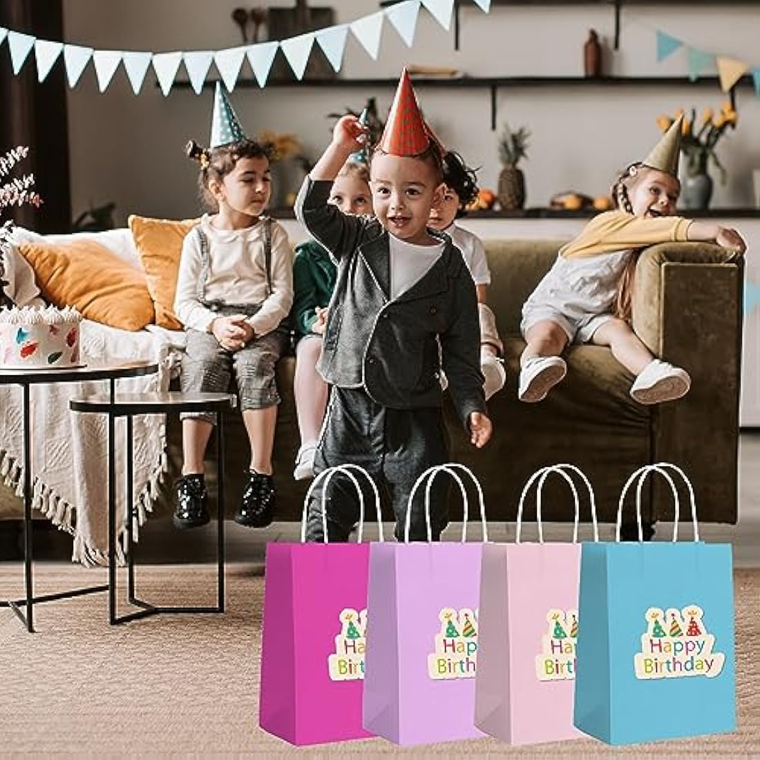 GIFTSAY Pink Paper Gift Bags with Handles - 30 Pcs Small Party Bags