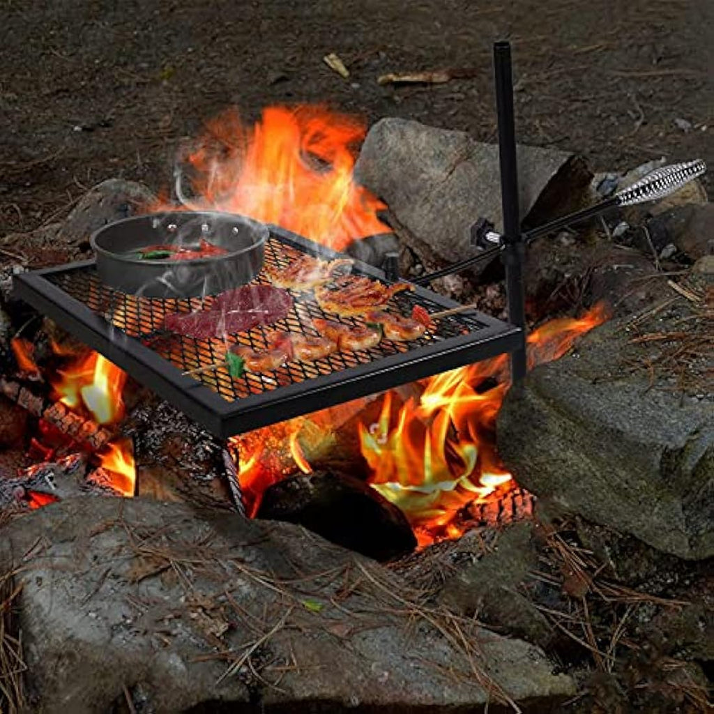 REDCAMP Swivel Campfire Grill – Heavy Duty Steel Grate for Open Fire