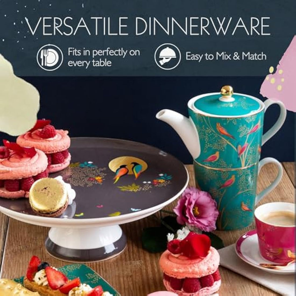 Sara Miller Chelsea Tea for One - Green Fine China with 22ct Gold