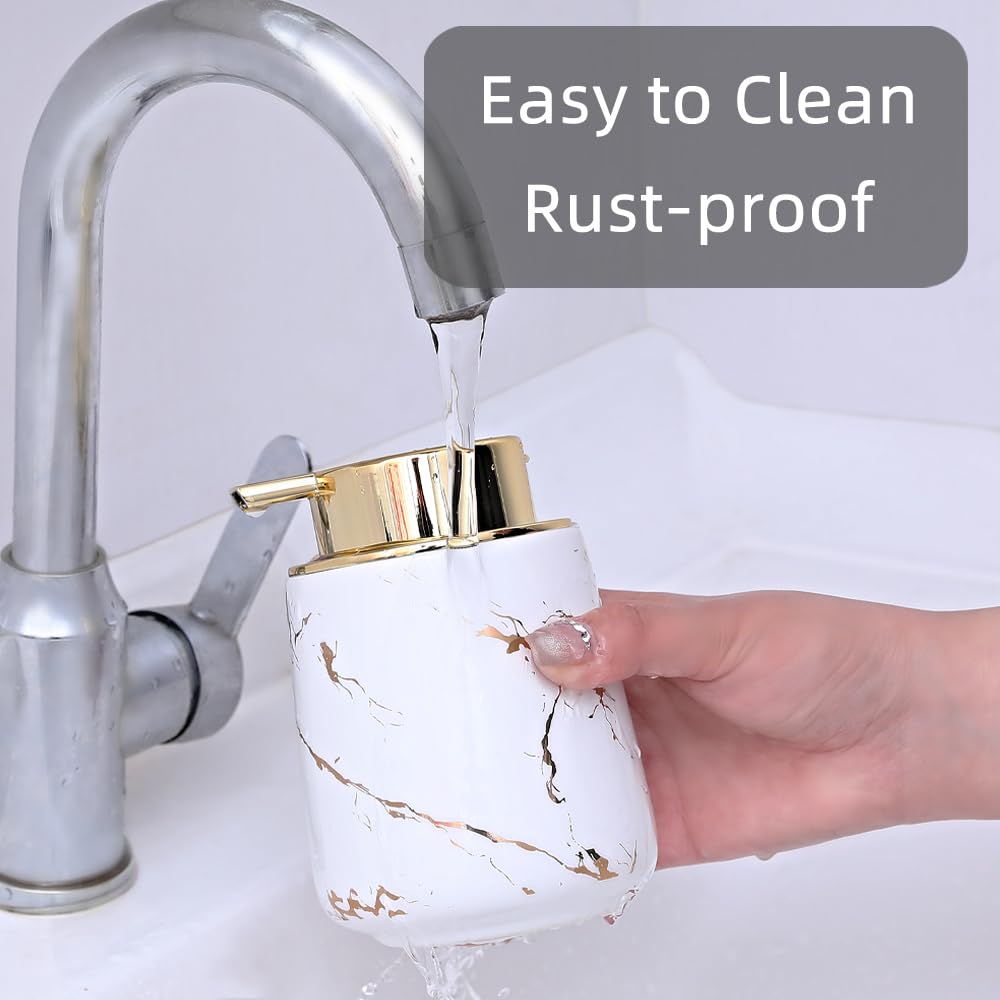 Marble Foam Soap Dispenser for Bathroom, Chic Ceramic BottleYellow