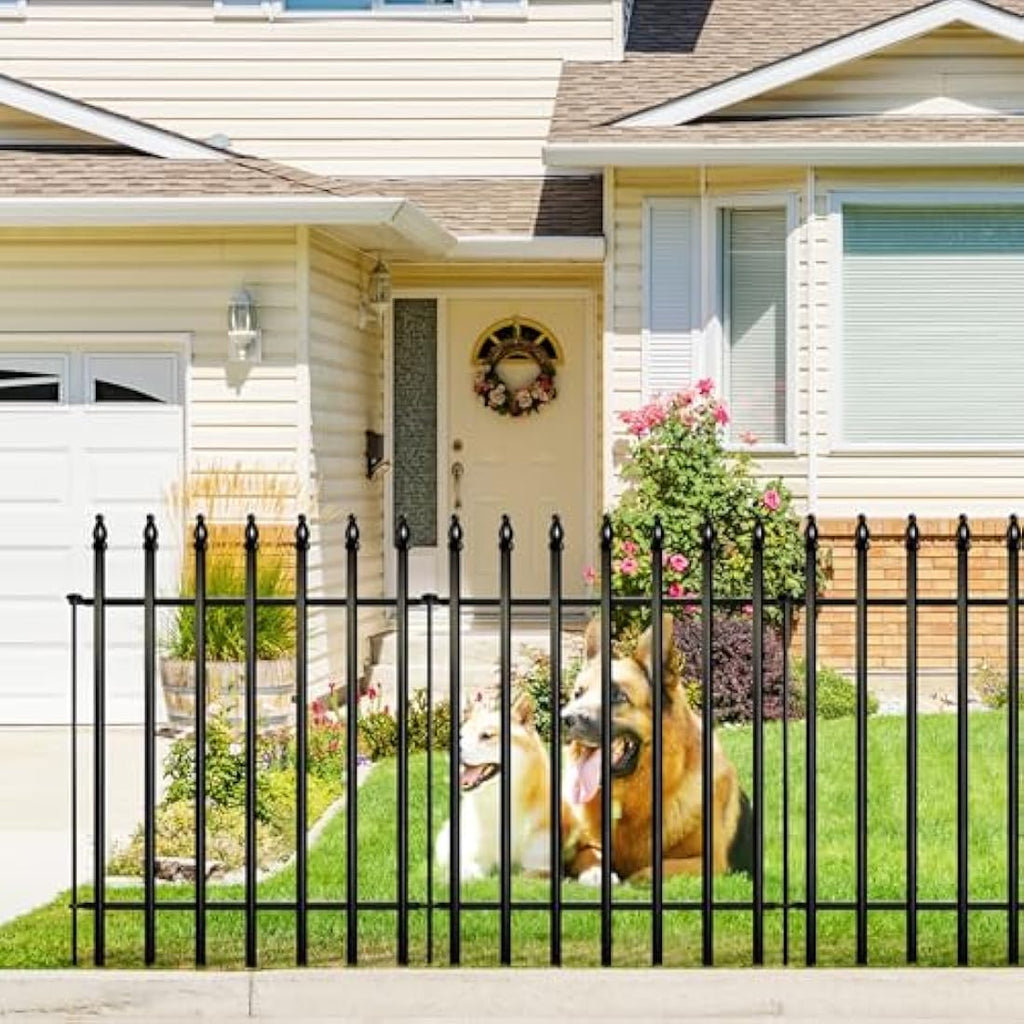Thealyn Metal Garden Fence – 3.5m No-Dig Wrought Iron Dog Barrier, Black