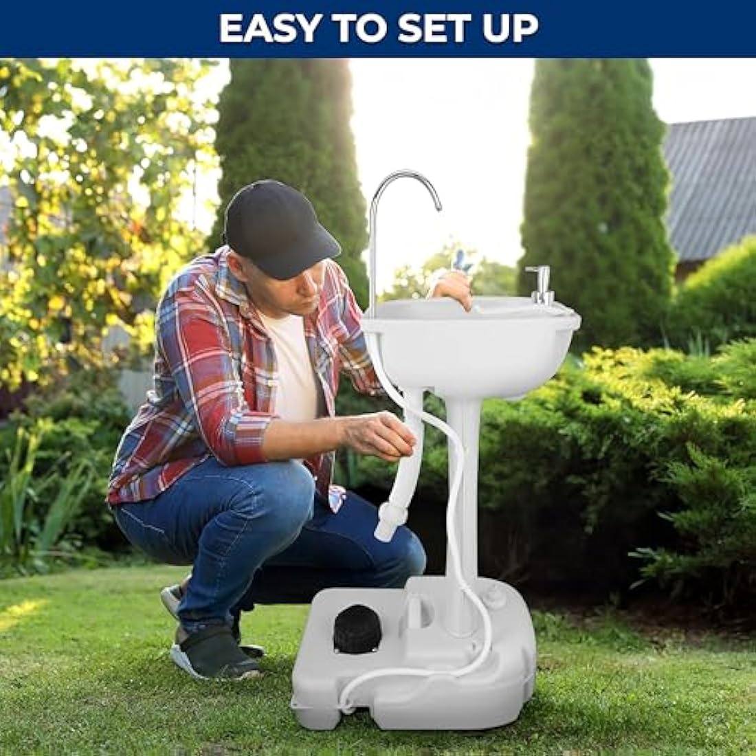 SereneLife Portable Camping Sink - 19L Hand Wash Station with Foot Pump