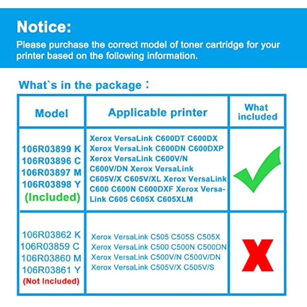 LCL Compatible Toner Cartridge for Xerox VersaLink C600 C605 | 4-Pack KCMY