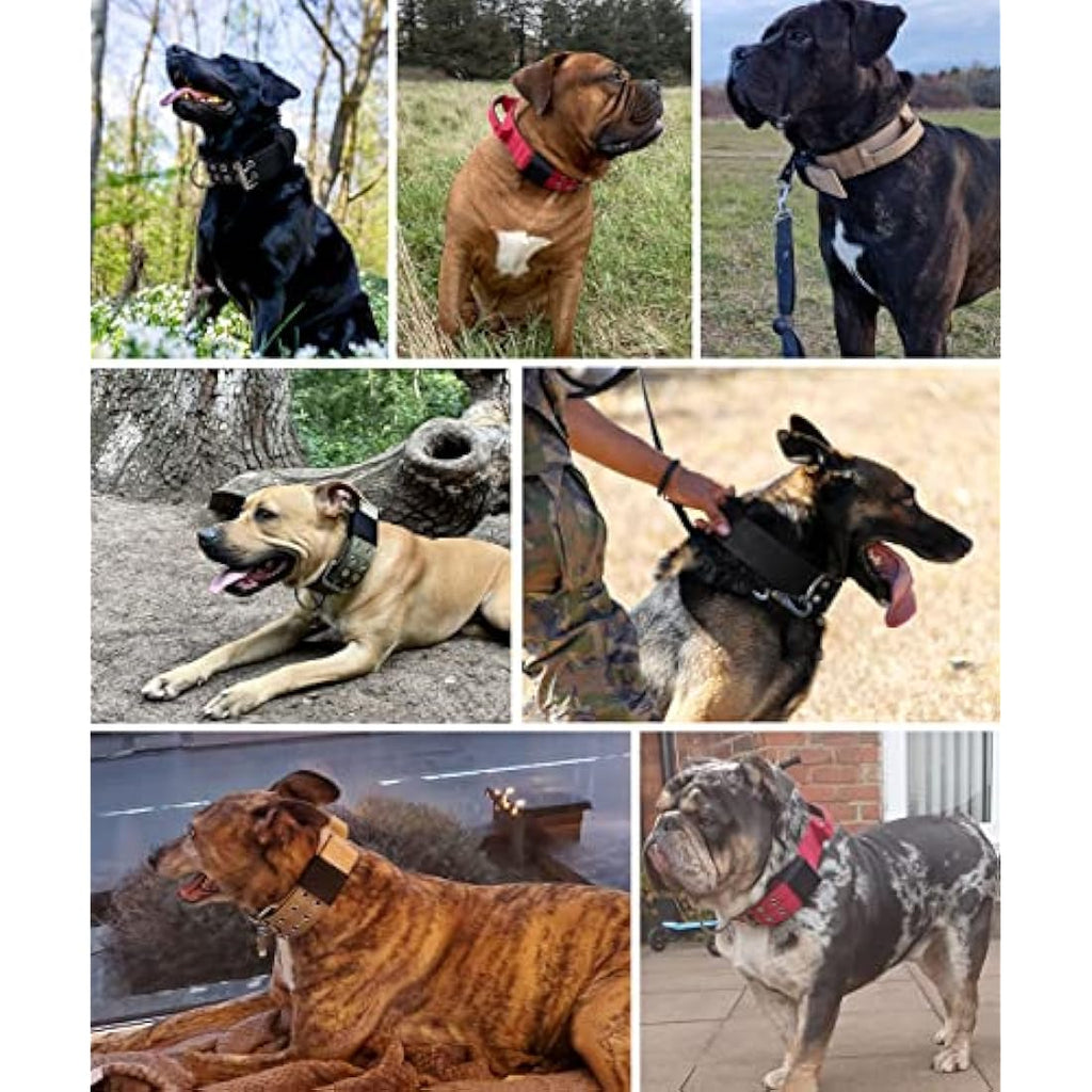 Tactical Dog Collar – Wide Padded Nylon with Handle, Red
