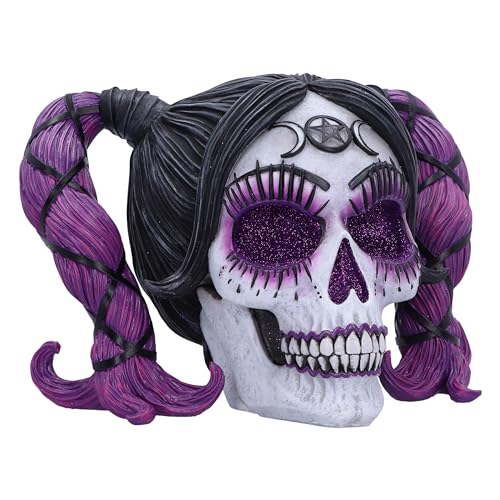 Nemesis Now Drop Dead Gorgeous Voodoo Skull Figurine – Purple Hair 20.5cm