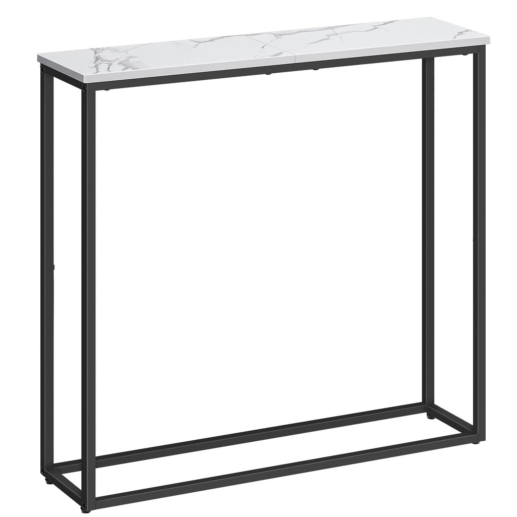 HOOBRO Narrow Console Table – Slim Marble & Metal Hallway Table for Small Spaces