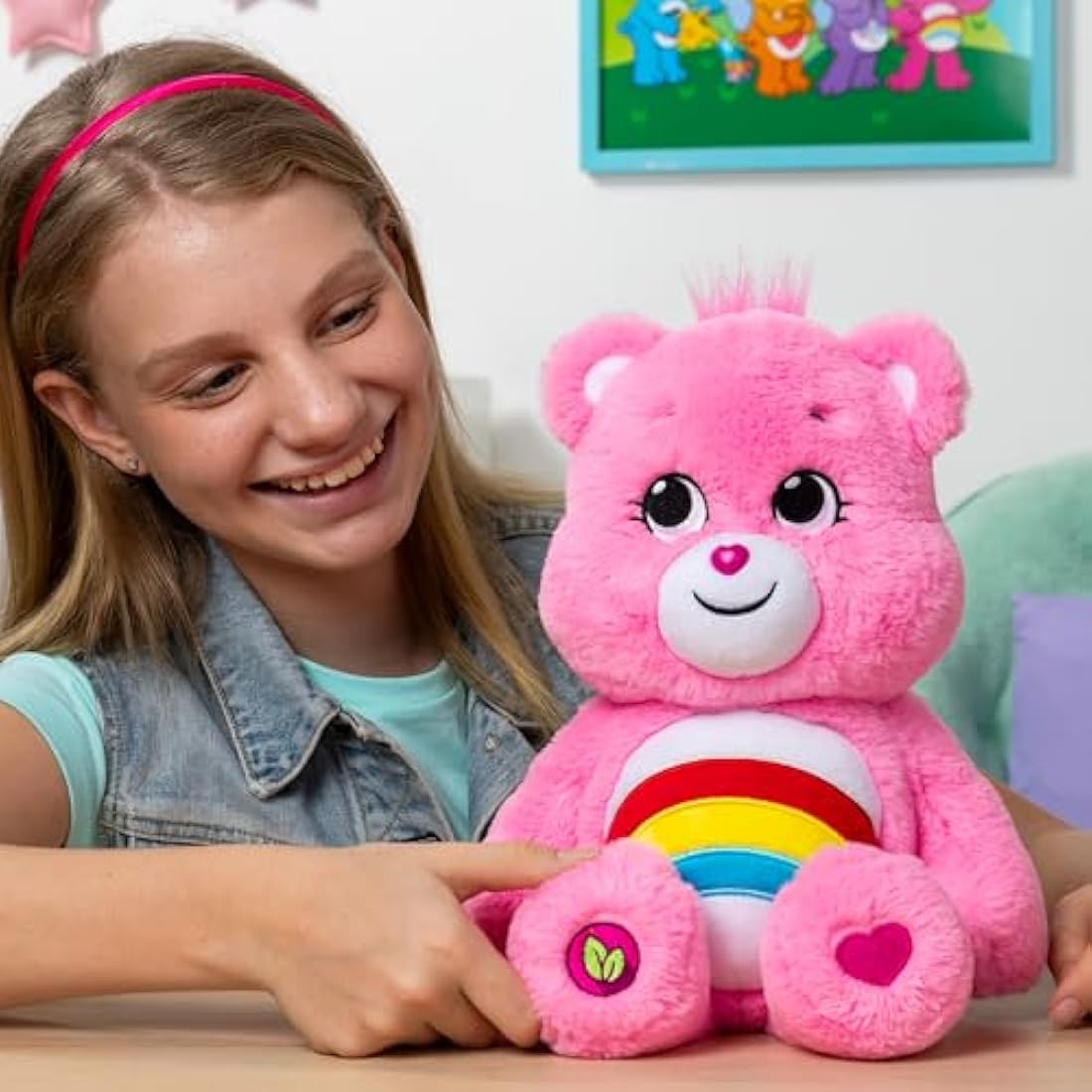 Care Bears Cheer Bear 35cm Medium Plush - Pink Rainbow Soft Toy