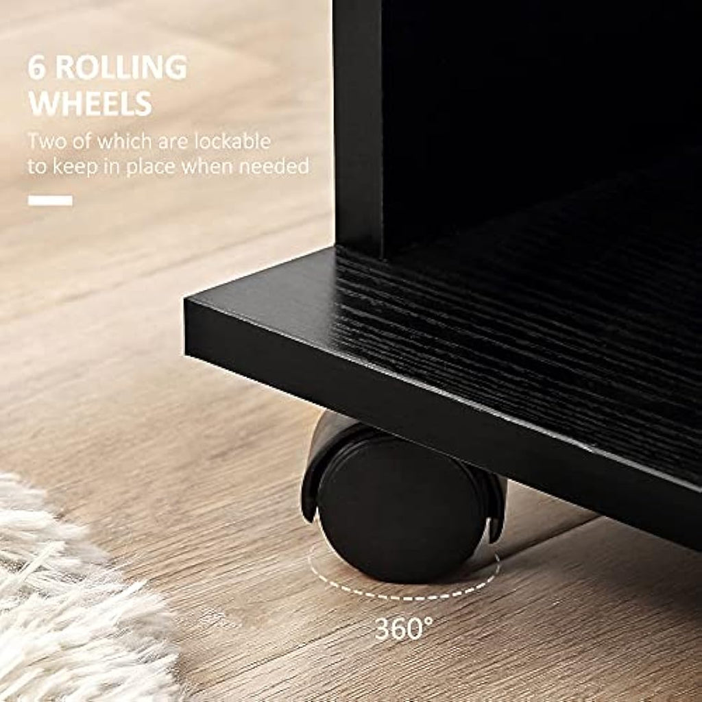 HOMCOM Double Open Wardrobe on Wheels | Mobile Garment Rack with Shelves