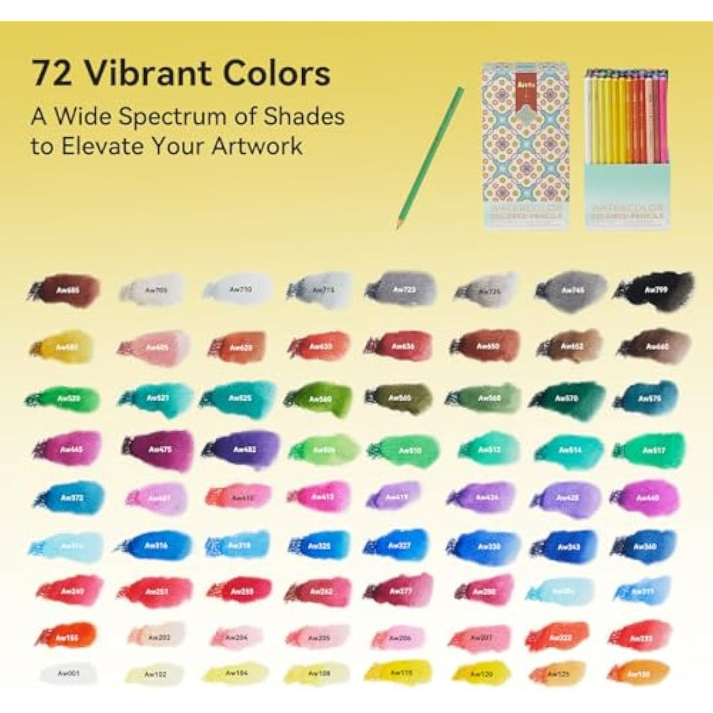 Arrtx 72 Watercolour Pencils Set – Water-Soluble Art Pencils with Case