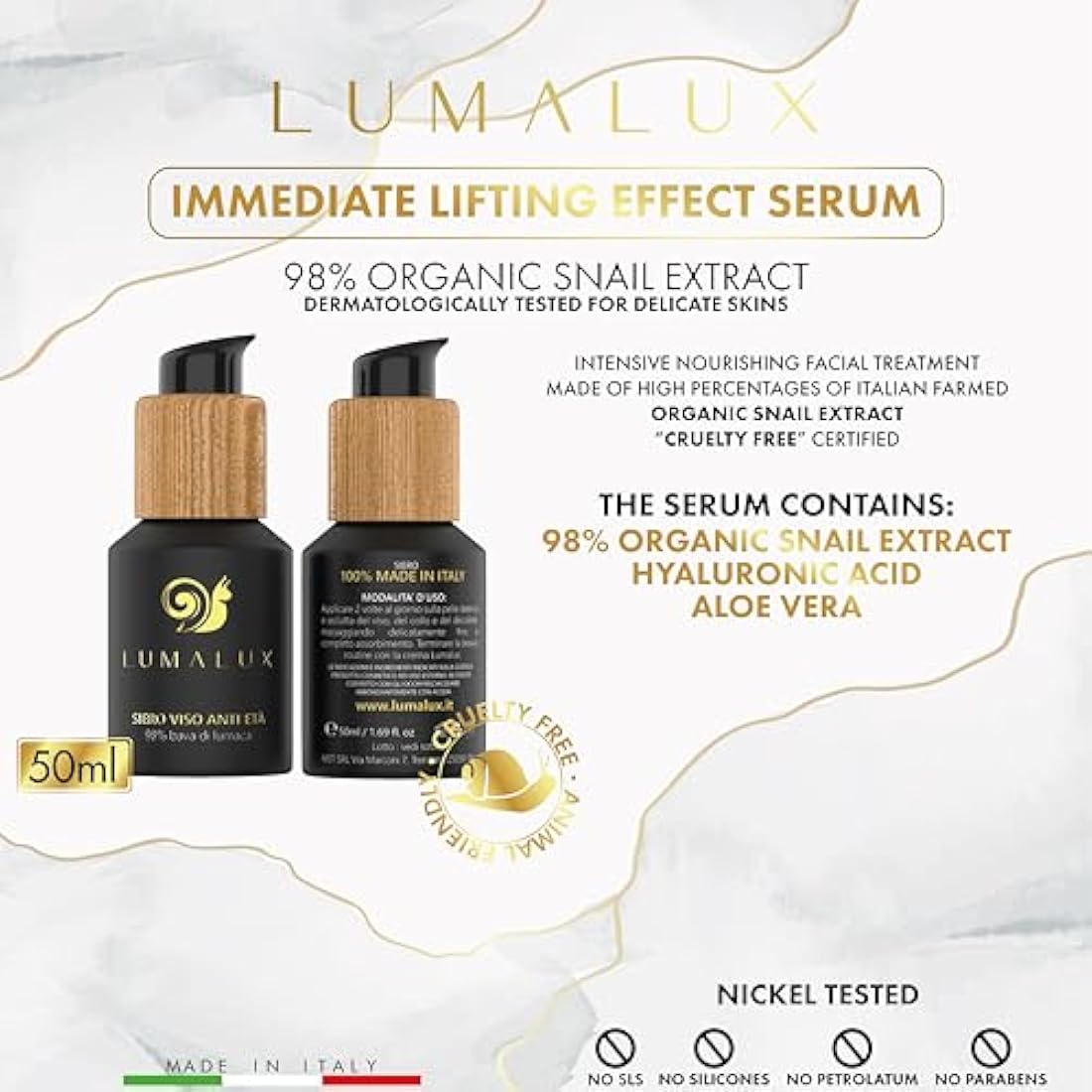 Lumalux Snail Mucin Serum & Cream Set | Organic Anti-Aging Skincare Kit