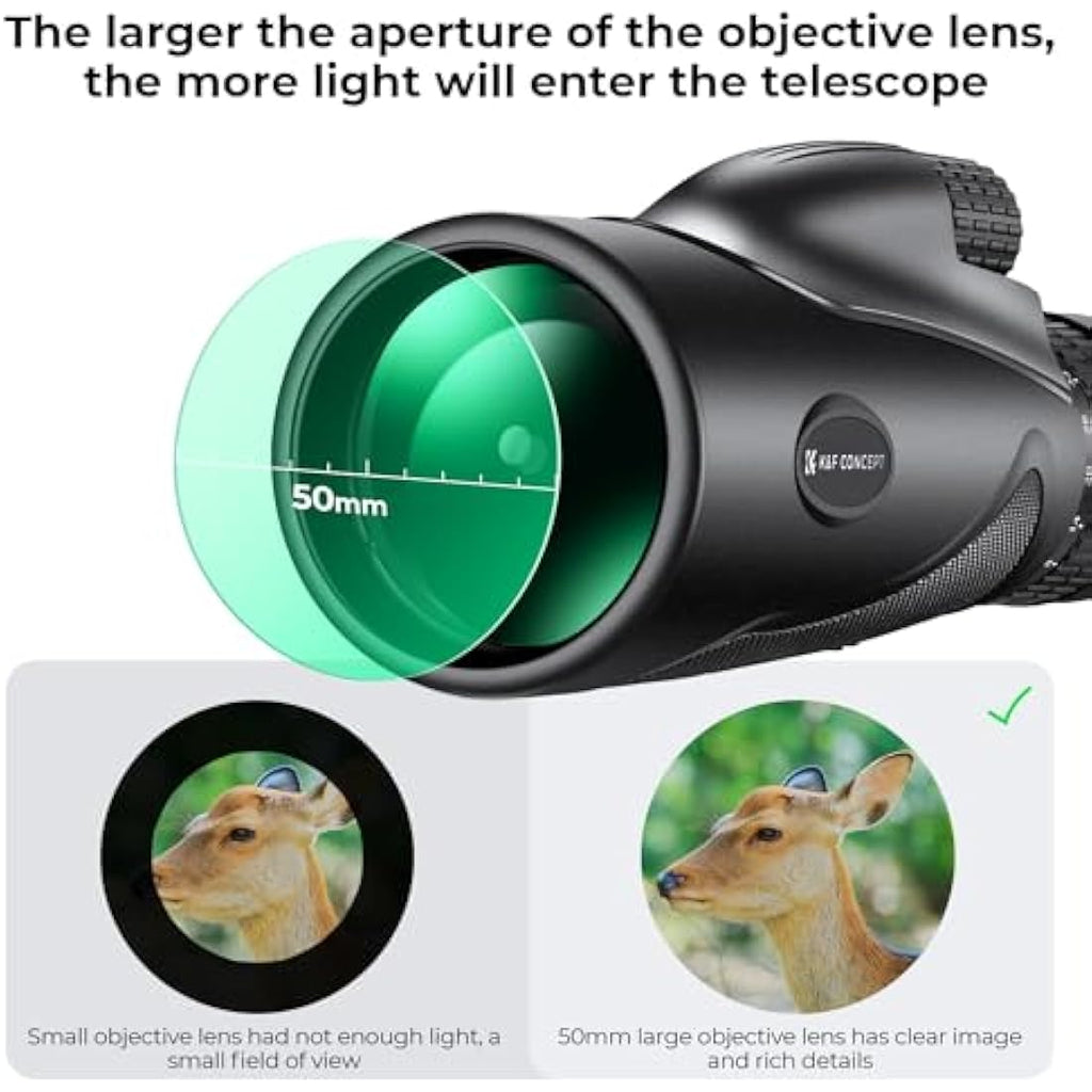 K&F Concept 8-32X50 Zoom Monocular | HD BAK4 Prism Waterproof Optics