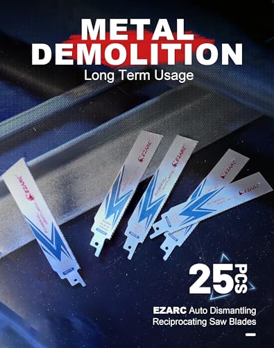 EZARC Bi-Metal Reciprocating Saw Blades | 14+18TPI Steel Demolition 25-Pack
