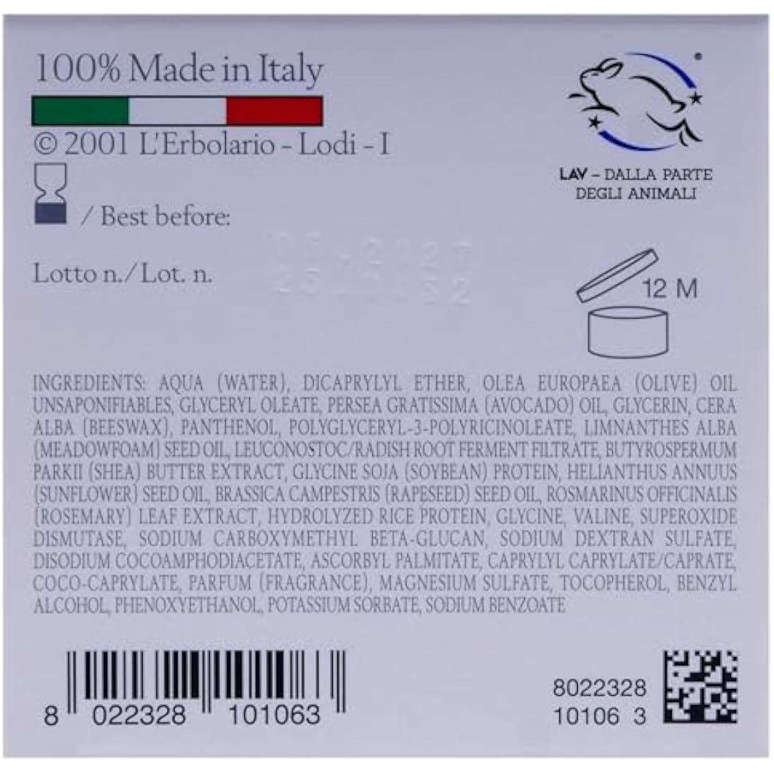 L'Erbolario Risposta Night Face Cream – Moisturizing Shea Butter – 50 ml