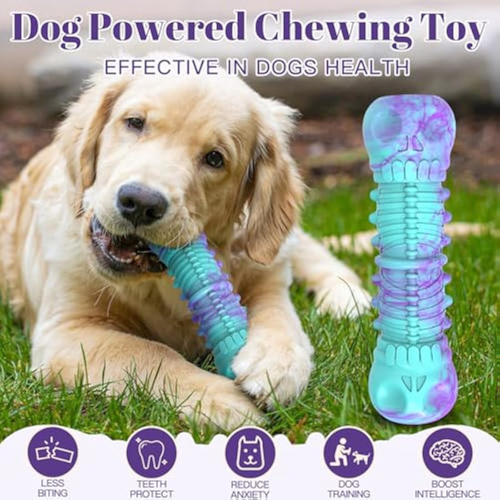 HETOO Indestructible Dog Chew Toy – Durable Rubber Squeaky Bone
