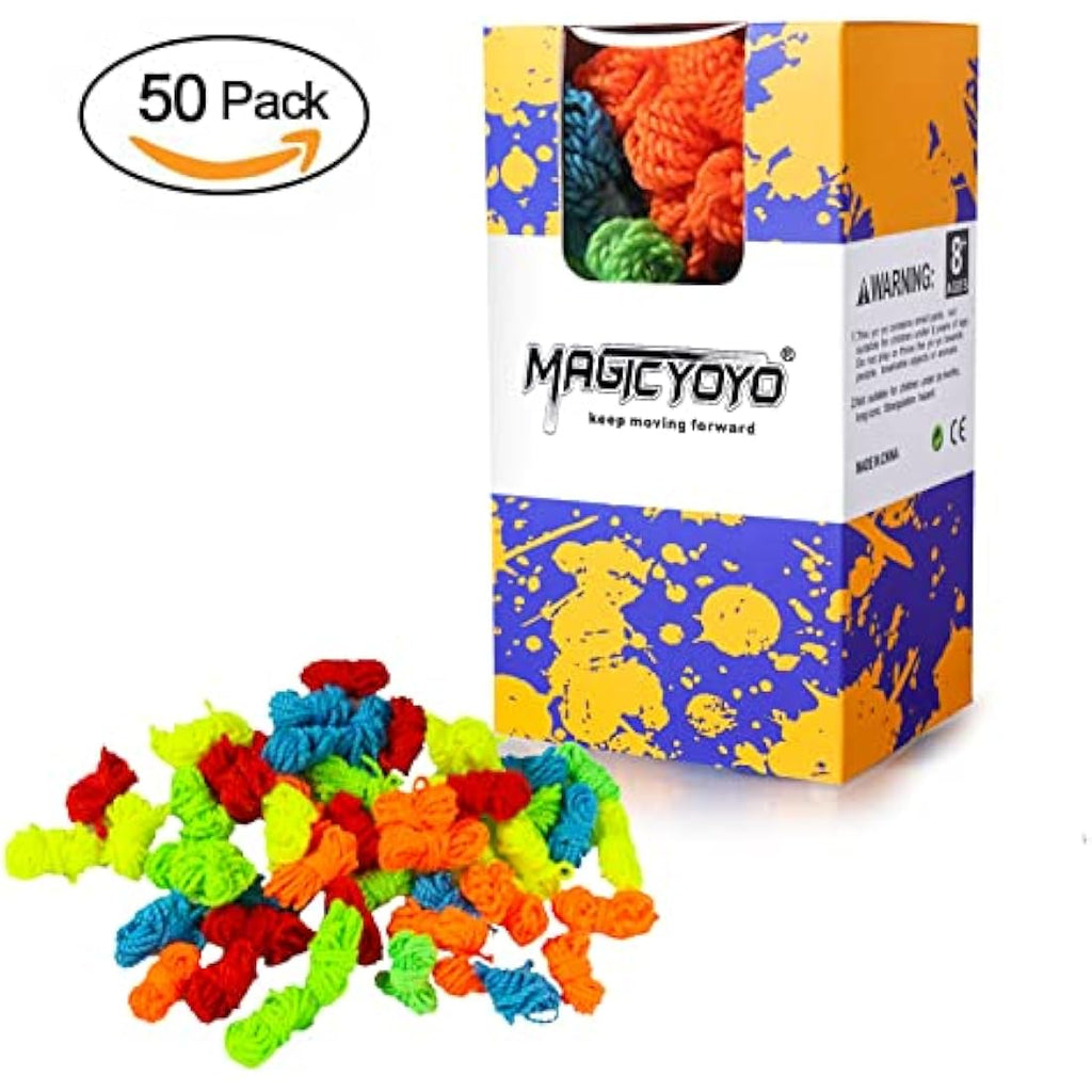 MAGICYOYO 50 Pack Yoyo Strings | 100% Polyester Replacement - Rainbow Colors