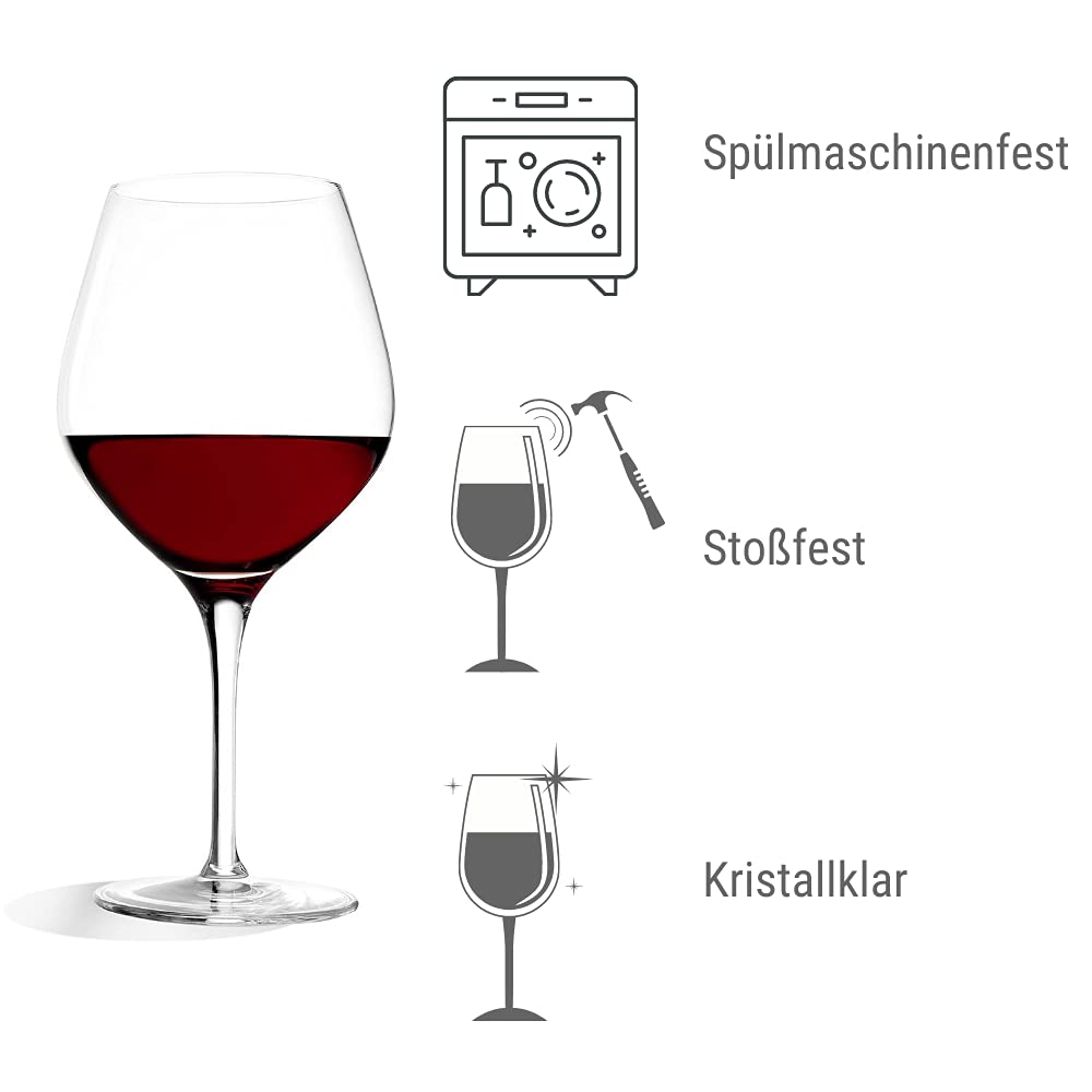 Stölzle Lausitz Exquisit Burgundy Red Wine Glasses - 650ml Crystal Set of 6