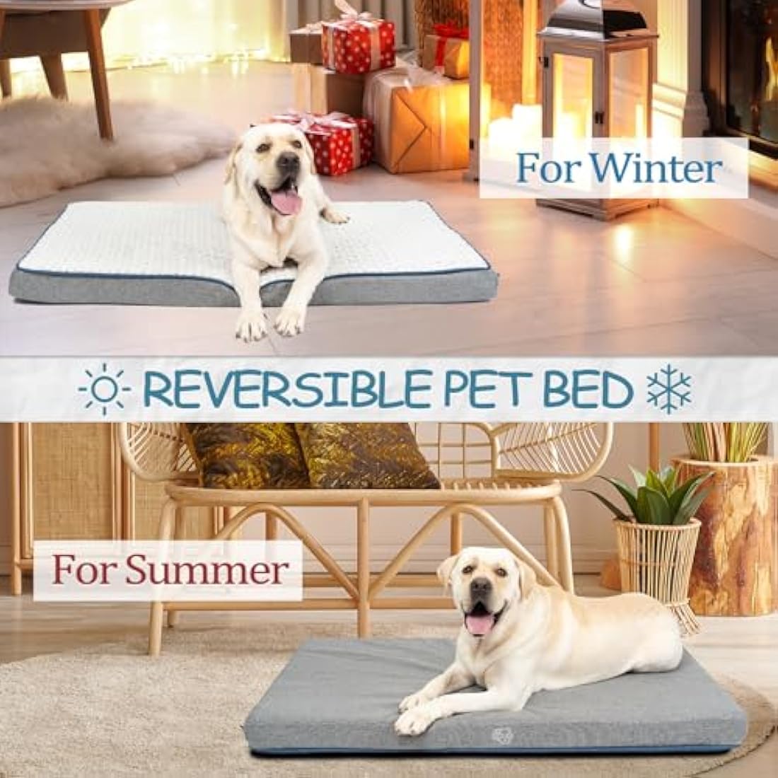 EMPSIGN Large Orthopedic Dog Bed – Reversible Washable Mattress, Grey