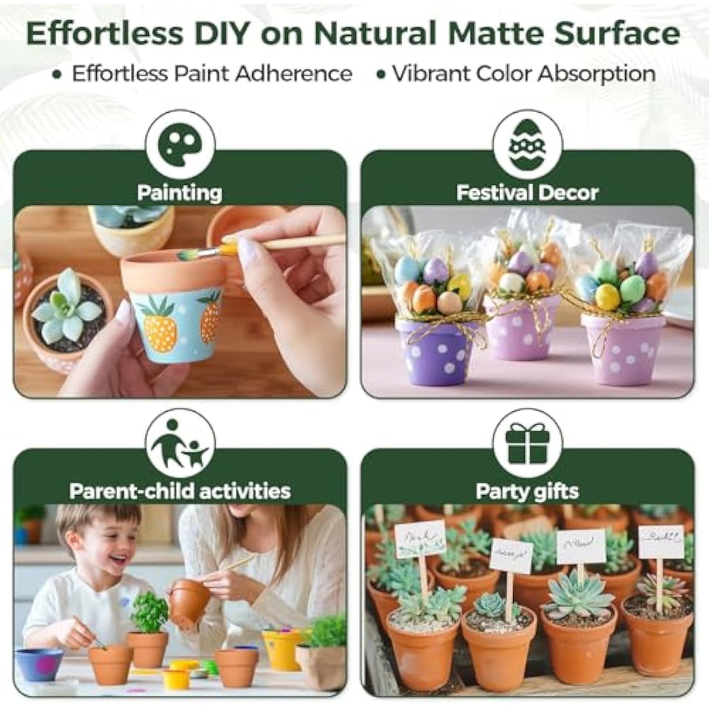 T4U Mini Terracotta Plant Pots - 12 Pcs Small Clay Pots for Succulents
