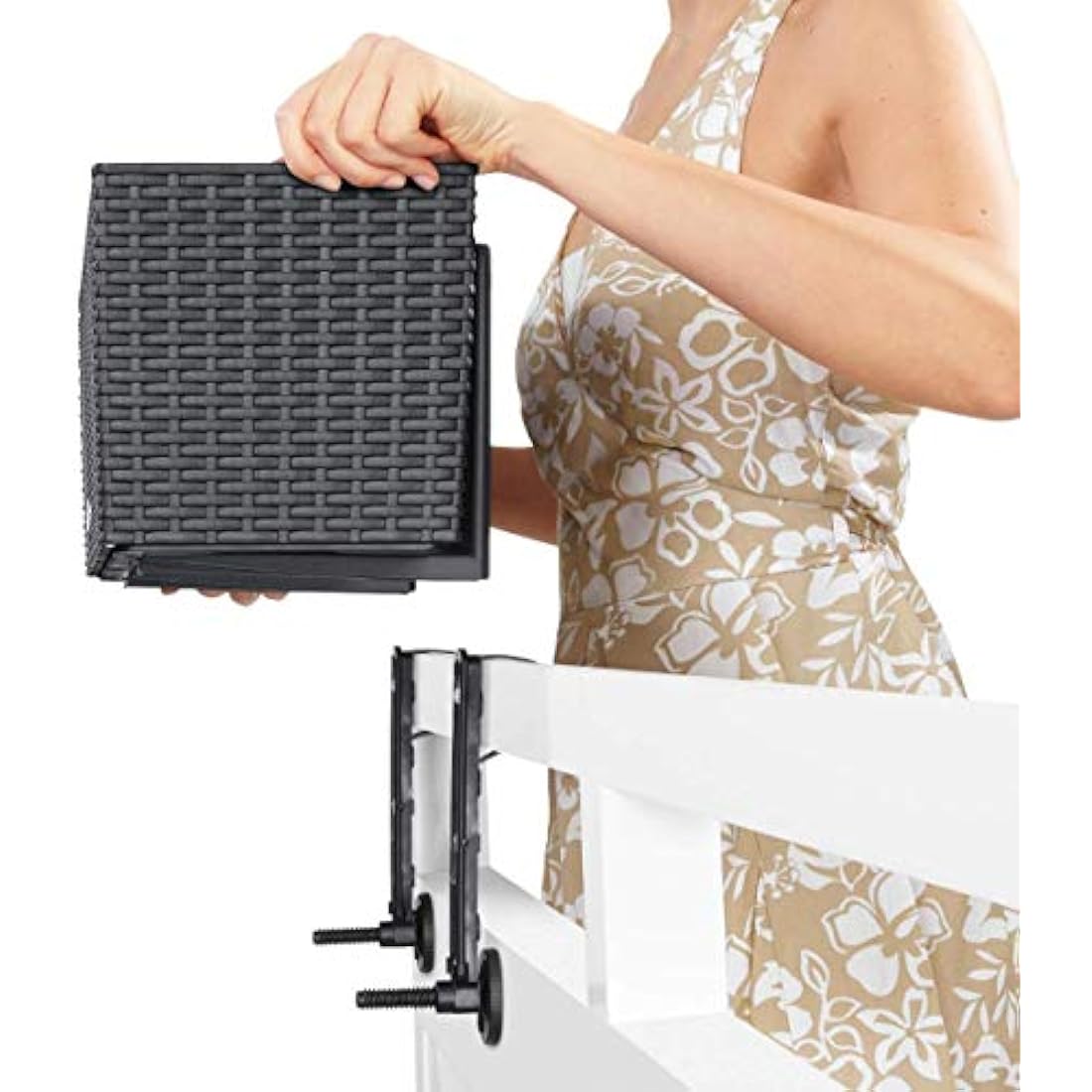 Lechuza Balcony Box Holder Set – Heavy Duty Railing Brackets, Black