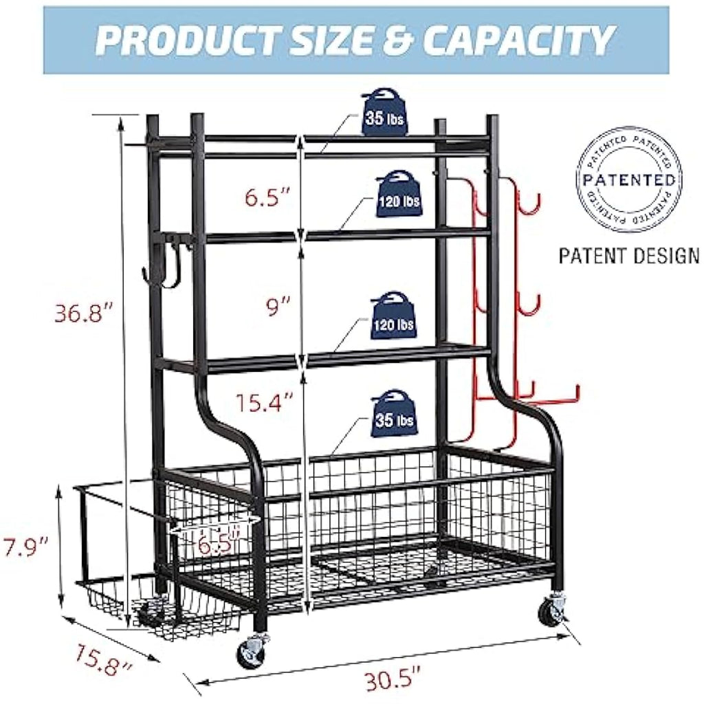 Mythinglogic Dumbbell Rack - 3-Tier Steel Weight Stand with Wheels
