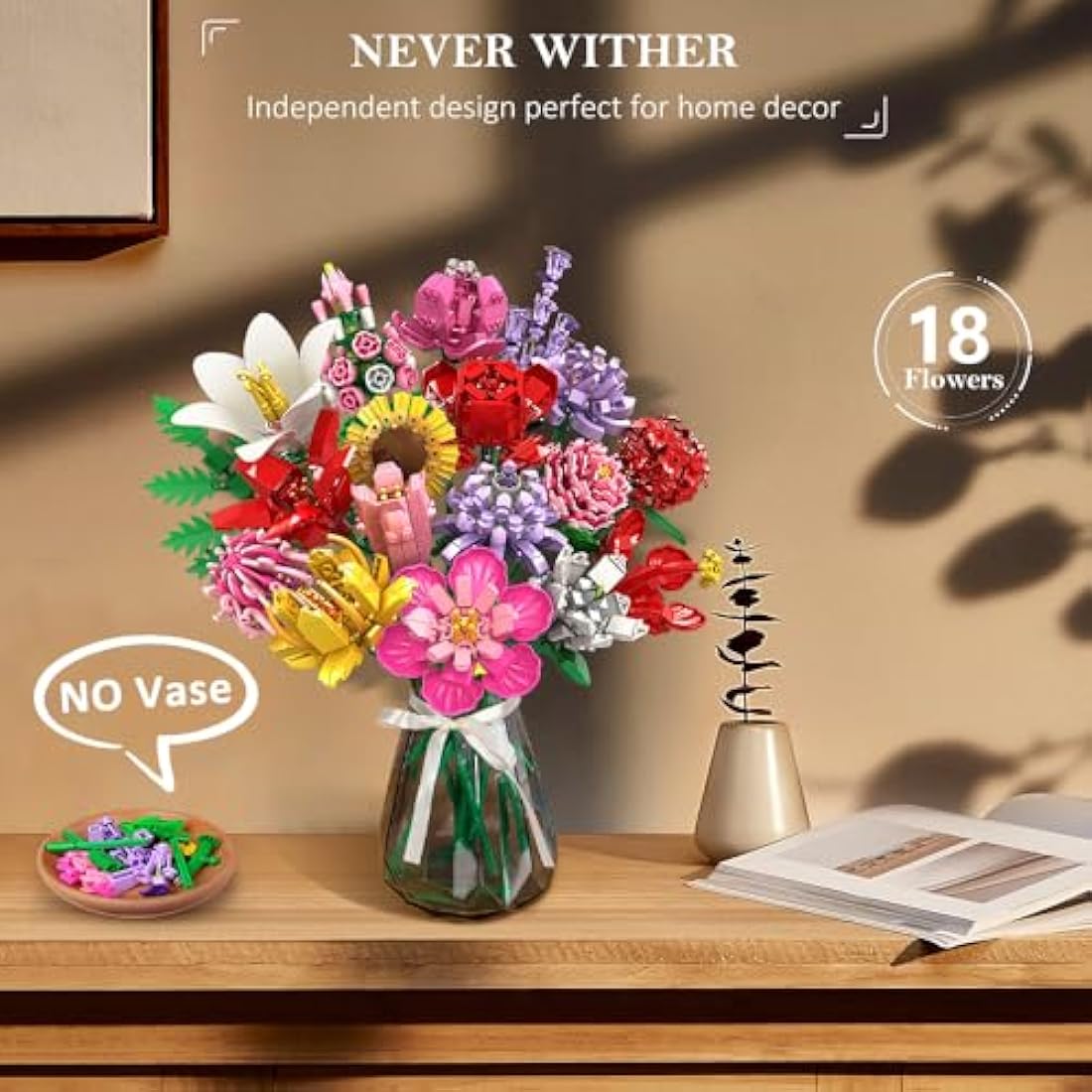 HOGOKIDS Flower Bouquet Building Set – 1464PCS Botanical Collection Gift