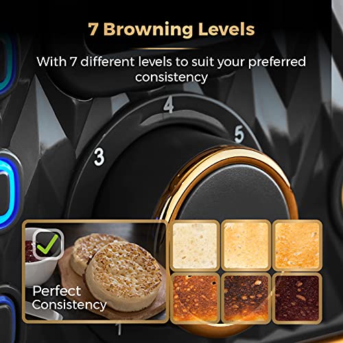 Tower Empire 4-Slice Toaster | 1600W with Defrost & Reheat - Black