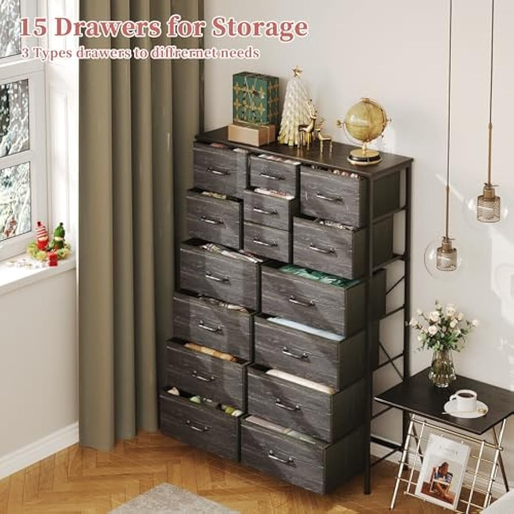Jolof Store 15-Drawer Fabric Dresser | Large Bedroom Chest of Drawers