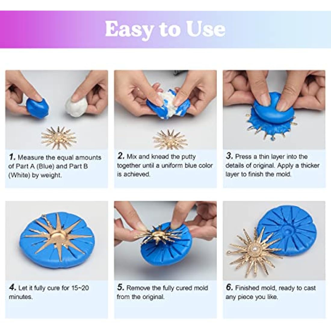 LET'S RESIN Silicone Putty – 1LB Flexible Mould Making Kit for DIY