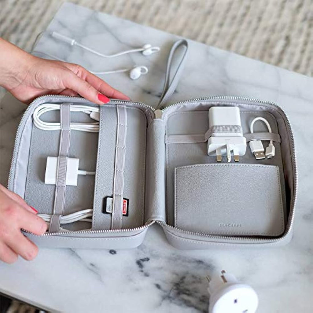 Stackers Cable Tidy Bag – Pebble Grey Travel Electronics Organizer