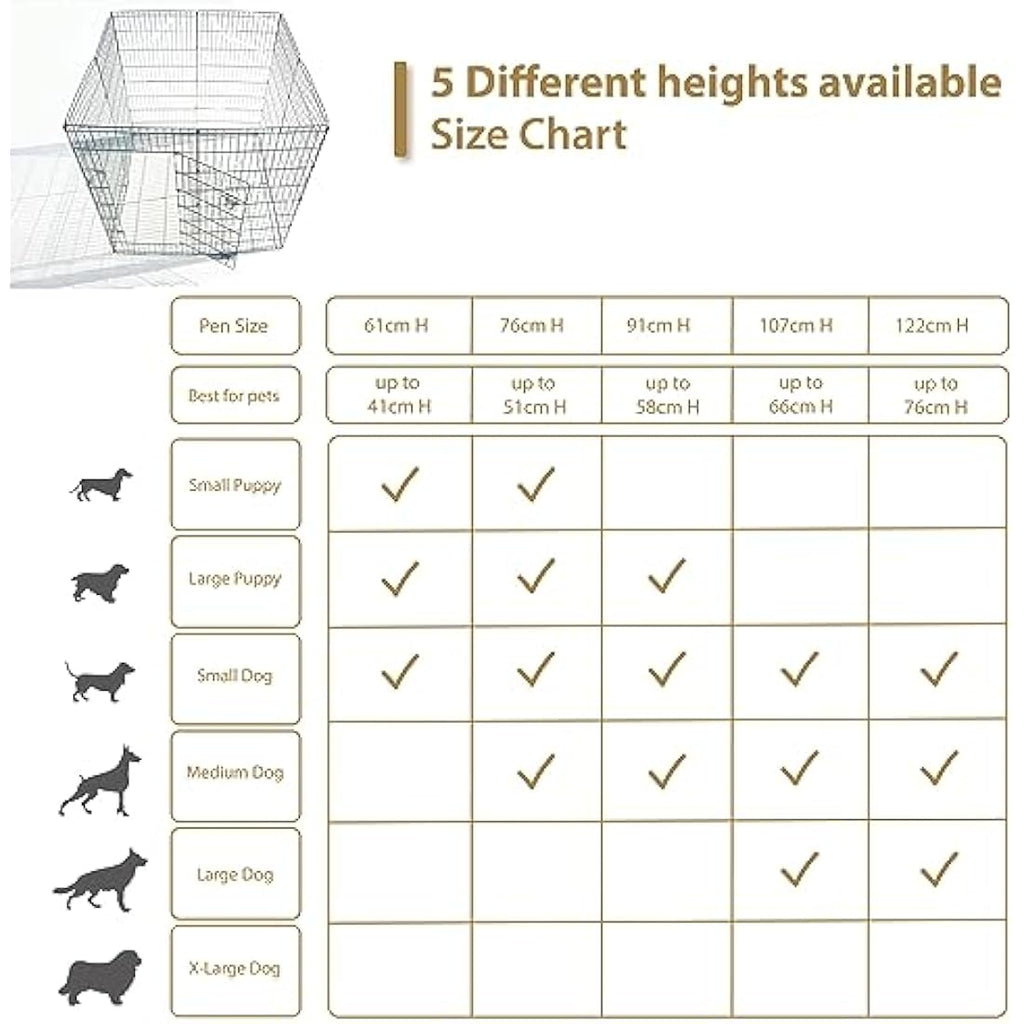 Ellie-Bo Foldable Puppy Play Pen | 61cm Portable Steel Pet Enclosure