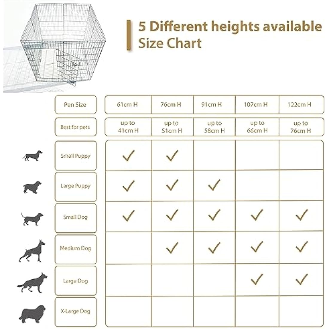 Ellie-Bo Foldable Puppy Play Pen | 61cm Portable Steel Pet Enclosure