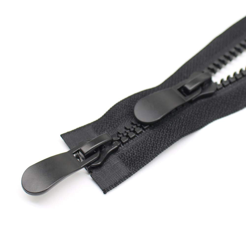 YaHoGa 150 cm #8 Zip Plastic 2 Way Separable Black Zip for Coat Jackets RZTW 150 cm