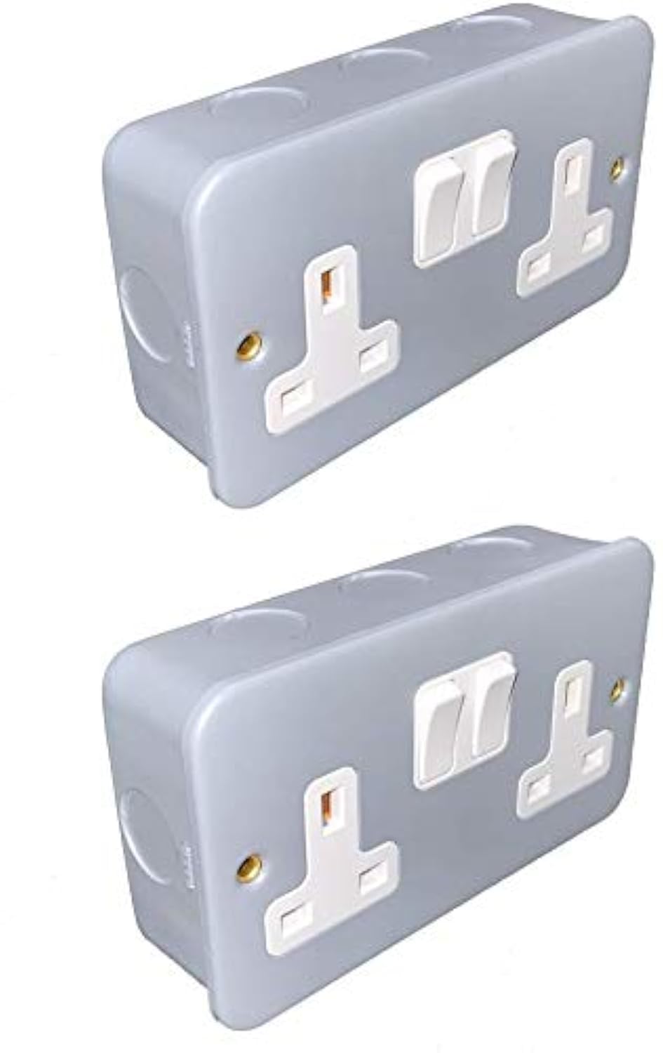 13A Switched Socket – 2 Gang Metal Clad Double Outlet