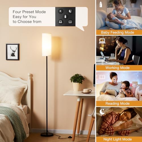 Aooshine 64" Modern Floor Lamp | Dimmable Standing Lamp with Remote Control