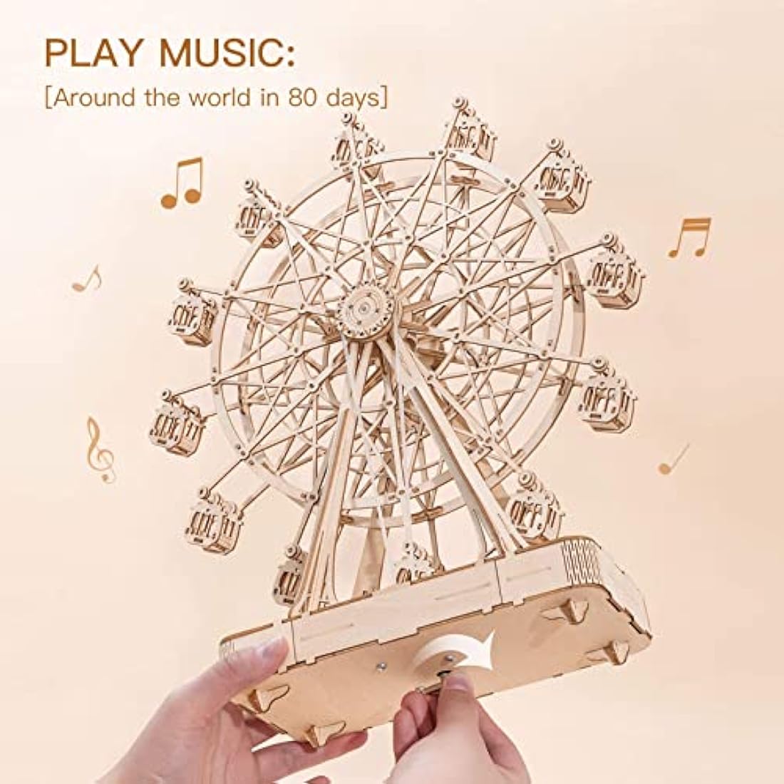 ROBOTIME 3D Wooden Puzzle Ferris Wheel Music Box Mechanical Model Kit