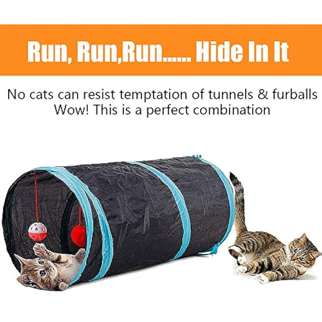 Speedy Panther 21 Pcs Cat Toy Set | Collapsible Tunnel & Feather Wand