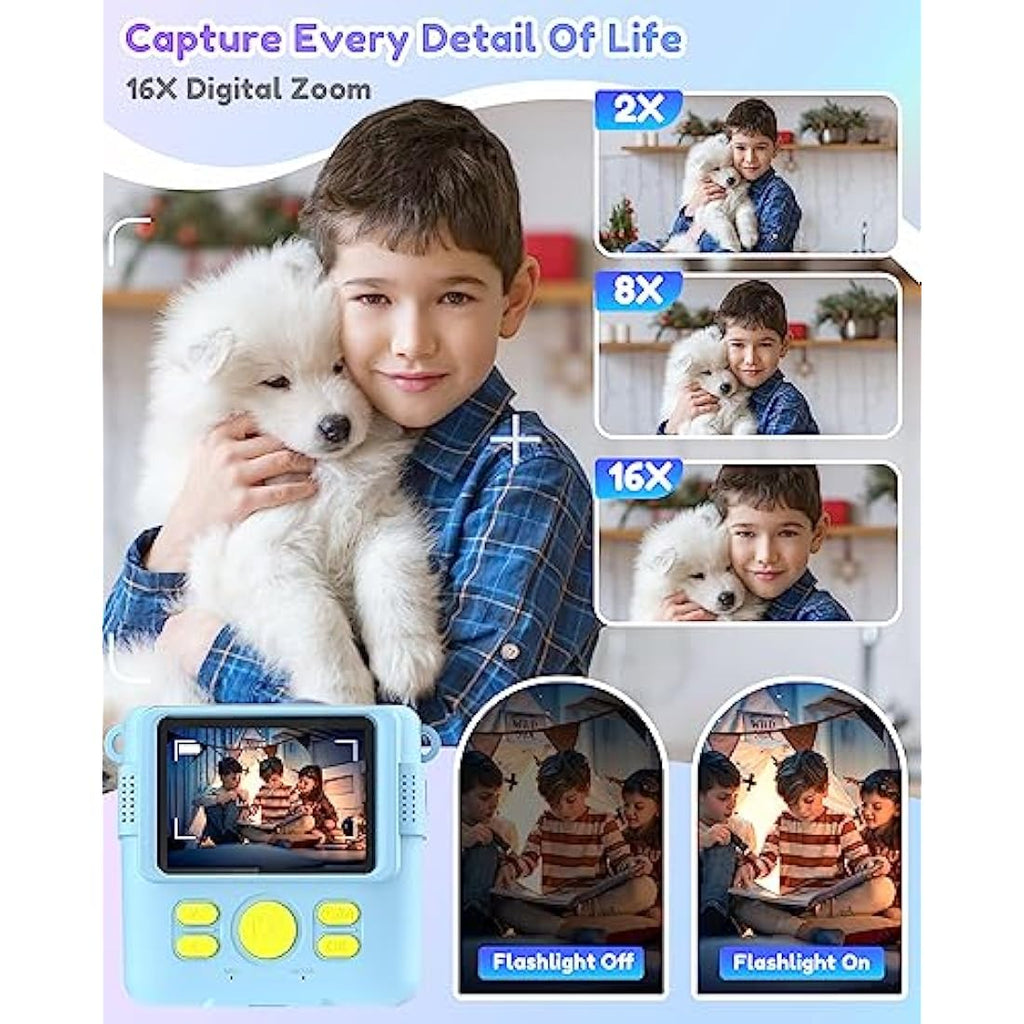 YORKOO Kids Instant Print Camera – 1080P Digital Video Toy with 32GB SD Card