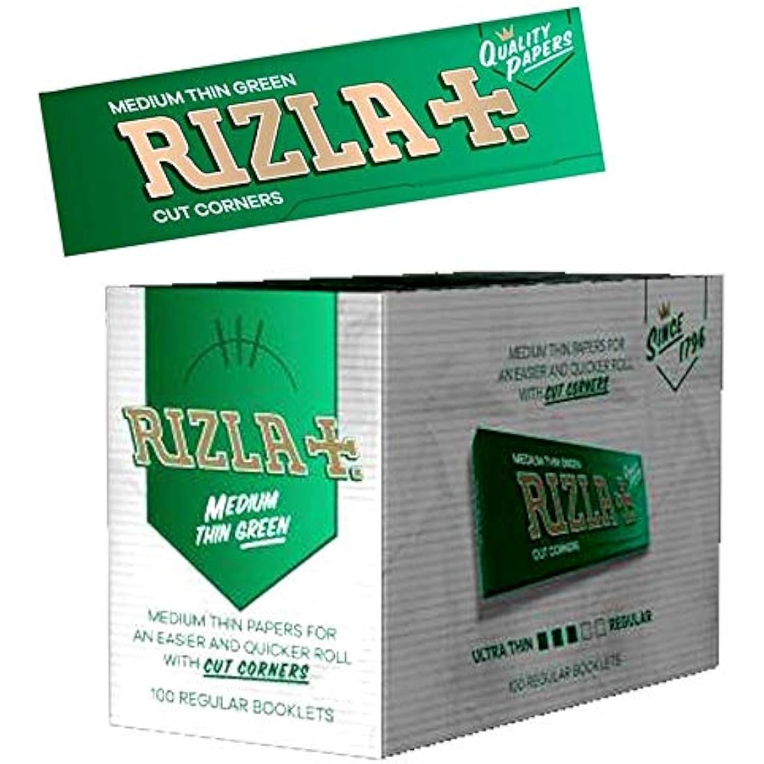 Rizla Green Rolling Papers – Medium Weight Cigarette Paper, 100 Packs