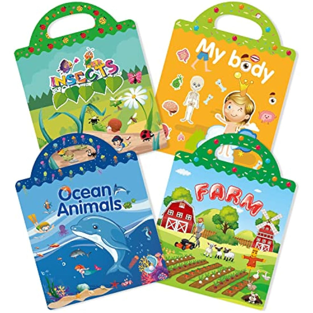 GUYUCOM 4 Pack Reusable Sticker Books | 3D Educational Toddler Toys