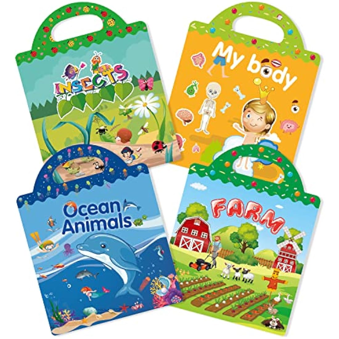 GUYUCOM 4 Pack Reusable Sticker Books | 3D Educational Toddler Toys