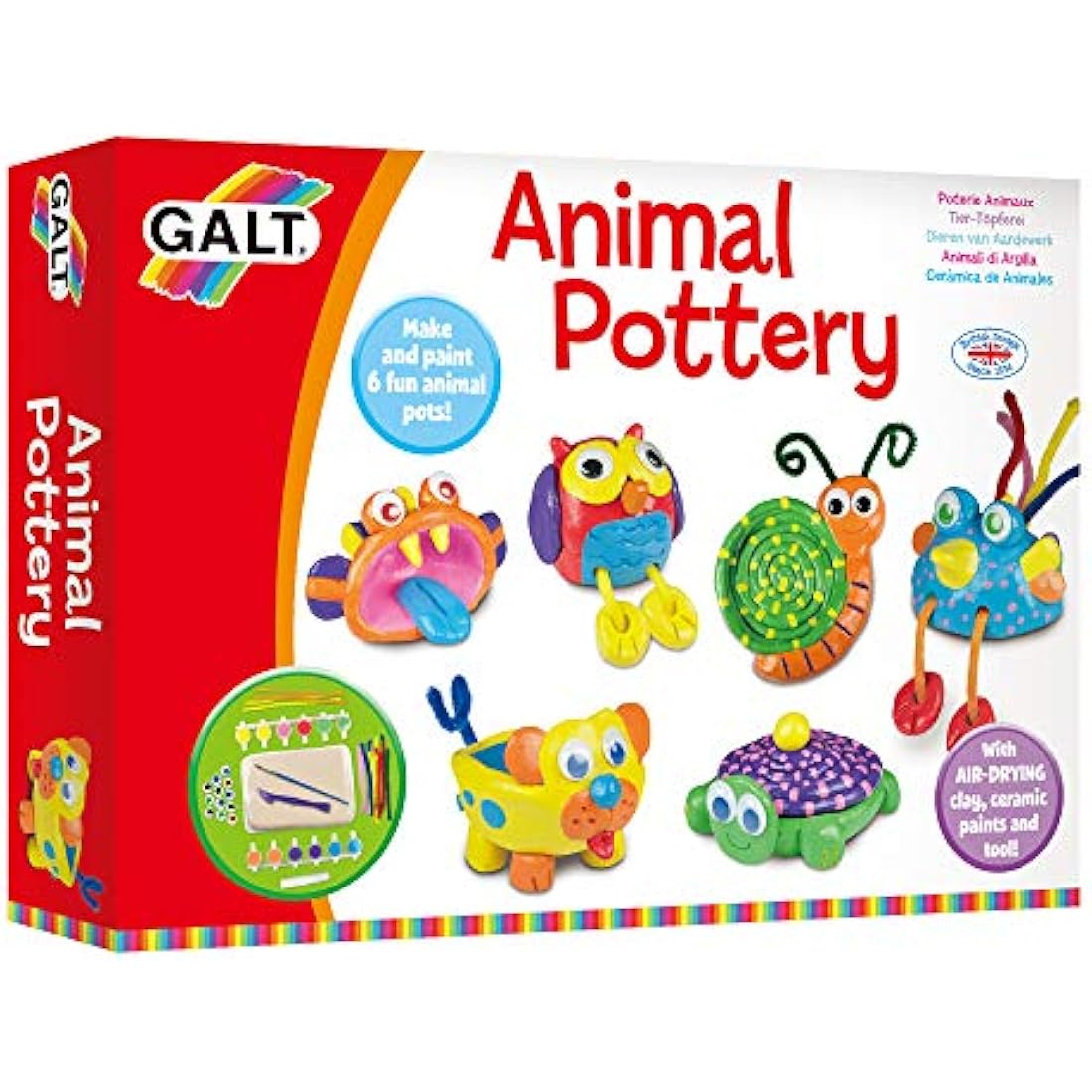 Galt Toys Animal Pottery Kit - Kids Air-Drying Clay Craft Set, Ages 6+