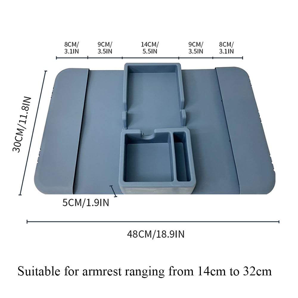 Hosoncovy Silicone Armrest Cup Holder Tray Drink Holder Couch Caddy with Side Pockets for Sofa Couch Arm Chair Recliner,Armrest Remote Control and - image 2
