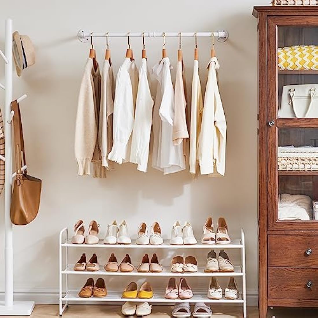 IBUYKE Industrial Wall Mounted Coat Rack – Heavy Duty Iron Rail, White