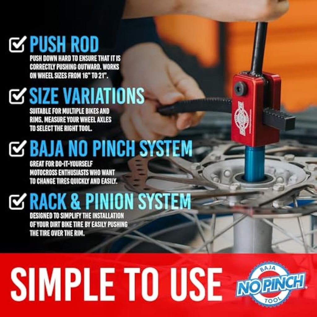 Baja No Pinch Dirt Bike Tyre Changer Tool Kit - 20mm Axle Repair Set