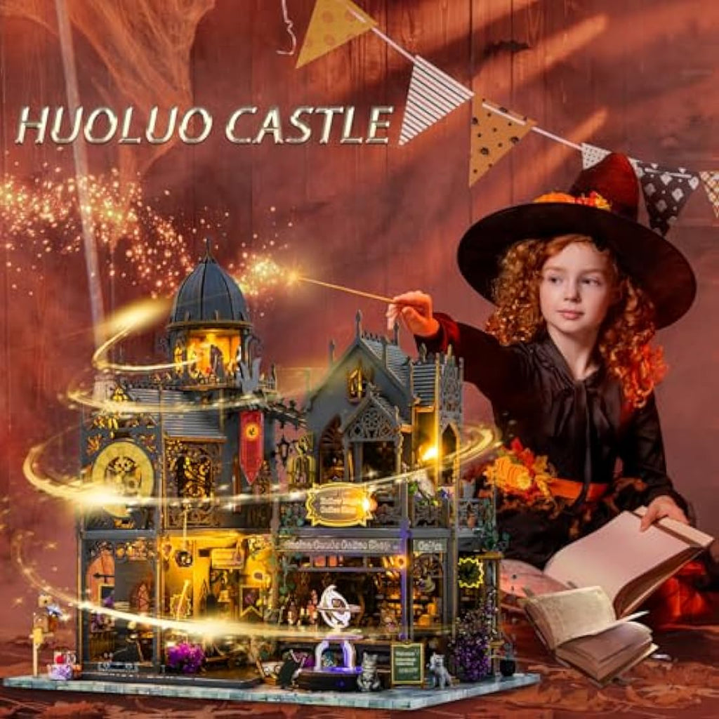 Jolof Store DIY Miniature Dollhouse Kit – Huoluo Castle Wooden 3D Model